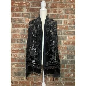 Burn Out Velvet Black Rectangle Scarf Paisley Floral Whimsygoth Festival Rave